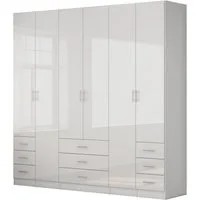 OTTO home Kleiderschrank Trento Schlafzimmerschrank Garderobe hochglanz (in 2 unterschiedlichen Schrankhöhen wählbar) Schrank mit 6 Türen und 9 Schubladen, Hochglanz-Fronten, 2,39m Höhe