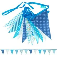 Goodymax Hängedekoration Wimpelkette Polyester Stoff mit Muster / Blumen Streifen Punkte, 12 Wimpel á 14 x 20 cm