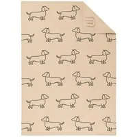 Cawö Geschirrtuch Geschirrtuch We love dogs Dackel Allover Schwarz Beige (50x70 cm)