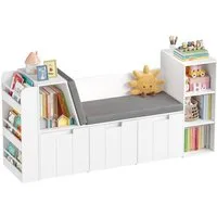 HOMECHO Spielzeugtruhe, 156cm Kinderregal mit Sitzbank, Boxen auf Rollen
