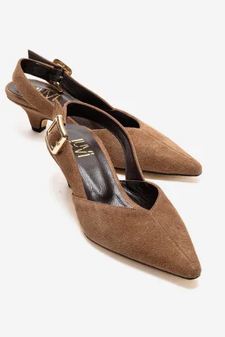 Dioris Leder-Slingback-Kitten-Heel-Pumps