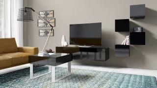 Couchtisch Wohnzimmertisch KAVOS mit Schublade 63,5x63,5cm Schwarz