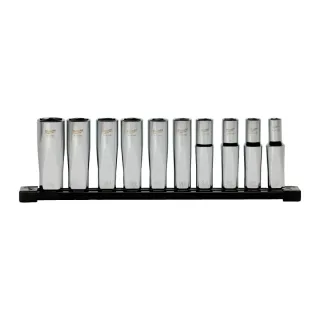 Milwaukee Steckschlüsseleinsatz 1/2" lang Set 6-kant metrisch, 10-teilig auf Schiene - 4932501805