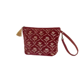 handed by - Velours-Tasche mit Muster rot - Gr. - OS