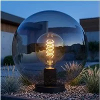 EGLO Außen-Stehlampe, Leuchtmittel nicht inklusive, Außen Steckleuchte Kugelleuchte schwarz Gartenkugel mit Spieß D 40 cm