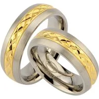 Trauringe123 Trauring aus Titan Hochzeitsringe Verlobungsringe Trauringe Eheringe Partnerringe mit IP Gold Platierung JT24