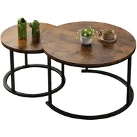 KAHOO Couchtisch Kaffeetisch, 2tlg. mit Marmormuster, 70x45cm+50x40cm, rund
