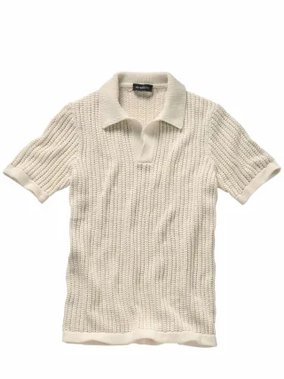 Mey & Edlich Herren Rassiges Strickpolo Beige 74 % Baumwolle, 26 % Polyamid