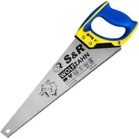S&R Handsäge Holzsäge UNIVERSAL 475 mm (8 Zähne/Zoll) WOLFZAHN Aggressive, 3D-Präzisionszahnung, Bi-Material Handsäge Fuchsschwanz Säge