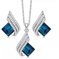 Shining Diva Schmuckset Crystal Stylish Platin plattiert Halskette Schmuck Set, mit Ohrringen (Schmuckset, Modischer Kunstschmuck), Langlebige Ausführung, Hautfreundlich, Nickelfrei