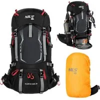 NILS CAMP Trekkingrucksack Wanderrucksack "Northlake" Black Rucksack 30L+10L Travelrucksack, mit Rain Cover & Air Flow System