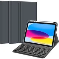 Fintie Tablet-Hülle für iPad 11. Generation 11" 2025(A16), iPad 10. Generation 2022 10.9", Case mit Pencil Halter, magnetisch Abnehmbarer Tastatur(QWERTZ Layout)