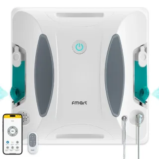 [EU Direct]FMART W6 Window Cleaning Robot, 3800Pa Powerful Suction, Dual Ultrasonic Water Spray, AI SLAM Navigation, App