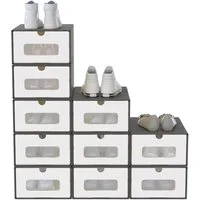 FIVMEN Schuhbox Stapelbar Schuhboxen mit Deckel & Transparent Sichtfenster Praktische (10 St), Stauraum Organizer für Schuhe