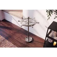 riess-ambiente Schirmständer SEVEN SEAS 65cm silber - Aluminium-Metall, maritimes Design (Einzelartikel, 1 St), Steuerrad-Optik mit stabilem Stand – ideal für Flur & Eingangsbereich