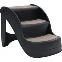 vidaXL Hunderampe Hundetreppe mit 3 Stufen Klappbar Schwarz