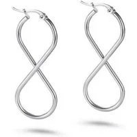 Kingka Paar Creolen Unendlichkeit, Damen Ohrringe, silberfarben, wasserfest, Geschenkidee, Edelstahlschmuck für Damen, silberfarben, zu jedem Anlass