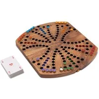 LOGOPLAY Spiel Tock für 6 Spieler, Gesellschaftsspiel, Tock – Gesellschaftsspiel mit Karten für 4 oder 6 Spieler aus Holz