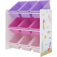 en.casa Kinderregal, »Muxía« mit 9 Ablagekisten Ozean-Motiv 60x62x26,5 cm