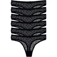 HO-Ersoka Stringtanga Damen Strings Spitze Set 3/6 Stück Tangas Slips schwarz/weiß (Packung, 3er Set, 6er Set)