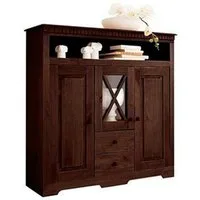 OTTO home Highboard Lisa, Stauraumschrank aus massivem Kiefernholz, mit dekorativen Fräsungen