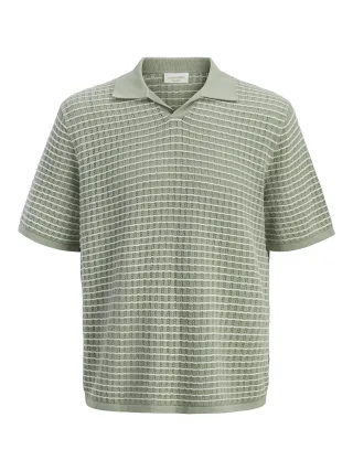 JACK&JONES - JORNANTUCKET KNIT SPLIT NECK POLO SA26 Seagrass - Gr. - XL