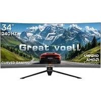 Great Voell 34 Zoll 4K UWQHD (3440x1440p), 240Hz, PIP/PBP, HDR10 Curved-Gaming-Monitor (86 cm/34 ", 3440 x 1440 px, UWQHD, 1 ms Reaktionszeit, 240 Hz, VA LED, HDR, PIP/PBP, 240Hz)