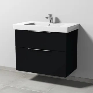 Sanipa 3way Waschtischunterbau zu Villeroy & Boch Subway 2.0 Waschtisch mit 2 Auszügen, Schwarz-Matt UF61408