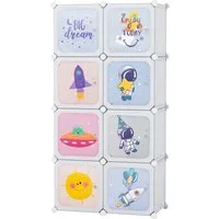 COSTWAY Kinderkleiderschrank Kunststoff mit 8 Würfeln, erweiterbar mit Kleiderstange