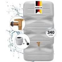 GARANTIA Regentonne CUBUS Regentonnen Komplett-Set 340 L betongrau, 340 l