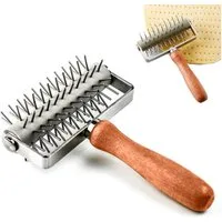 GarveeMore Teigroller Pizza Docking Tool Gebäckrolle mit Edelstahl Spikes