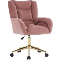 SeedWave Drehstuhl mit Rollen, Homeoffice Stuhl Höhenverstellbarer Sessel mit Kreuzfüßen, Samtstoff Schreibtischstuhl mit Metallbasis und Steppdesign