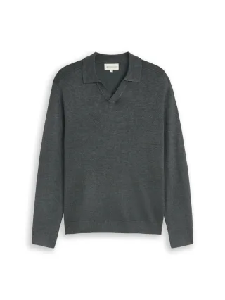 Tom Tailor - Strickpullover mit Polokragen darkest olive melange - Gr. - XL