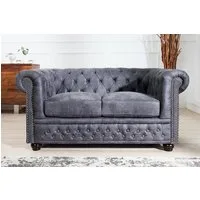 riess-ambiente 2-Sitzer CHESTERFIELD 150cm antik grau · Sofa mit Microfaser-Bezug und Armlehne, Einzelartikel 1 Teile, Knopfheftung · Wohnzimmer-Couch · Federkern-Polsterung · mit Füßen