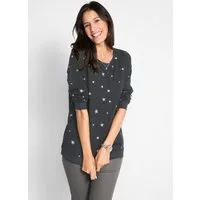 bonprix Langarmshirt figurumspielende Passform, mit Rundhalsausschnitt, aus Baumwolle