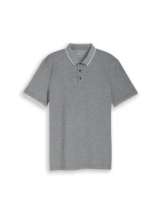 Denim Tom Tailor - Piqué Poloshirt aus Baumwolle black white two tone - Gr. - M