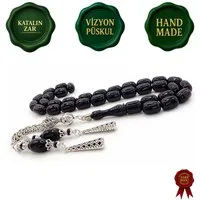 M-Punkt24 Kettenanhänger Tesbih Tesbih (8 x 12 mm, Kapsül/Capsule, Siyah / Schwarz), Gebetskette, Rosary, inkl. Etui, ! SONDERPREIS, DA PRODUKTNEUHEIT !