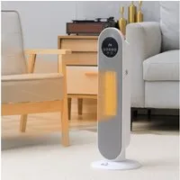 HOMCOM Heizlüfter Turmheizlüfter PTC-Keramikheizung mit Fernbedienung, 2000 W, 45° Oszillation, Fernbedienung, 12h Timer