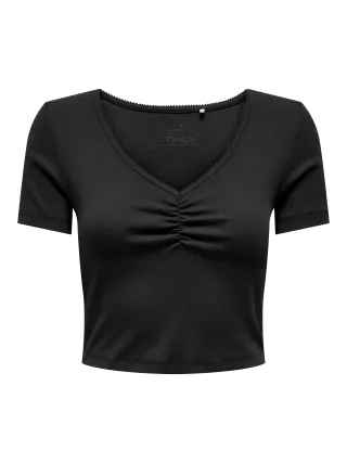 ONLY - ONLBETTY S/S SCALLOP V-NECK CC JRS Black - Gr. - M