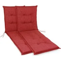 sunnypillow Liegenauflage Polsterauflagen für Gartenliege 190 x 60 x 9cm, 2 Stück Rot