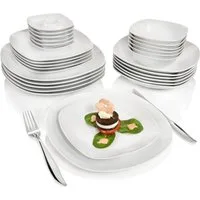 SÄNGER Tafelservice Bilgola Geschirrset, Weiß (30-tlg), 6 Personen, Porzellan, spülmaschinengeeignet, Premium Collection