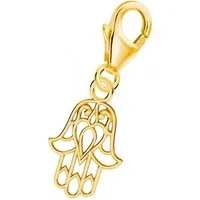 Goldene Hufeisen Charm-Einhänger Hamsa Hand Karabiner Charm 925 Sterling Silber Vergoldet