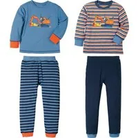 Erwin Müller Pyjama Kinder-Schlafanzug 2er-Pack Interlock-Jersey Streifen