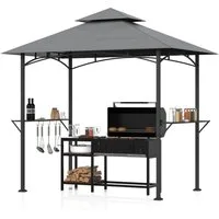 Huracan Grillpavillon Grillpavillon mit Doppel Dach & Ablag, Wetterfest, Doppeldach & Stabile Konstruktion für Garten & BBQ