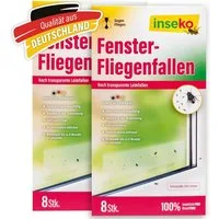 Inseko Insektenfalle 16 x inseko Fenster-Fliegenfallen I transparenter Fliegenfänger, I umweltfreundlich - giftfrei I Made in Germany