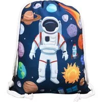 HECKBO Turnbeutel Kinder Turnbeutel mit Astronaut Weltraum Motiven Unisex Kindergarten, Krippe, Reise, Sport, geeignet als Gymsack, Rucksack, Spieltasche, Sportbeutel, Schuhbeutel - für Mädchen und Jungen