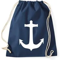 Blondie & Brownie Turnbeutel Maritimer Turnbeutel Anker Baumwolle Freizeit Sport Tasche Komfort (Einzelstück, Einzelartikel), Turnbeutel Anker Baumwolle Sportbeutel maritim Freizeit Tasche Uni