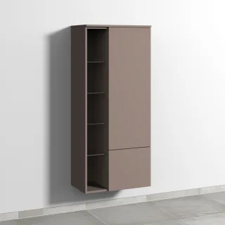 Sanipa 3way Stauraumschrank mit 1 Tür, 1 Auszug und offenen Fächern, Taupe-Matt SP1831T