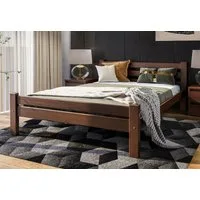 Home Collective Bettgestell Massivholzbett, Einzelbett mit Lattenrost & sicherem Lack, 210x132x72 cm, Walnuss