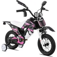 JOYSTAR Kinderfahrrad 12/16 Zoll fahrrad im Motorradstil für 3-8 Jahren Jungen und Mädchen, mit Stützrädern, Getränkehalter und Schutzblechen